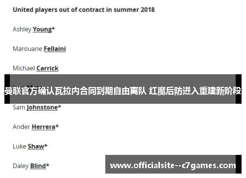 曼联官方确认瓦拉内合同到期自由离队 红魔后防进入重建新阶段