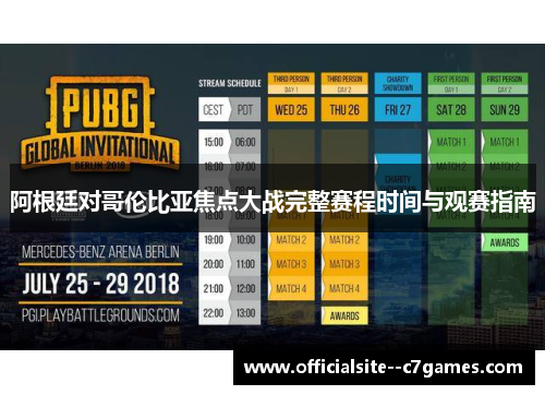 阿根廷对哥伦比亚焦点大战完整赛程时间与观赛指南